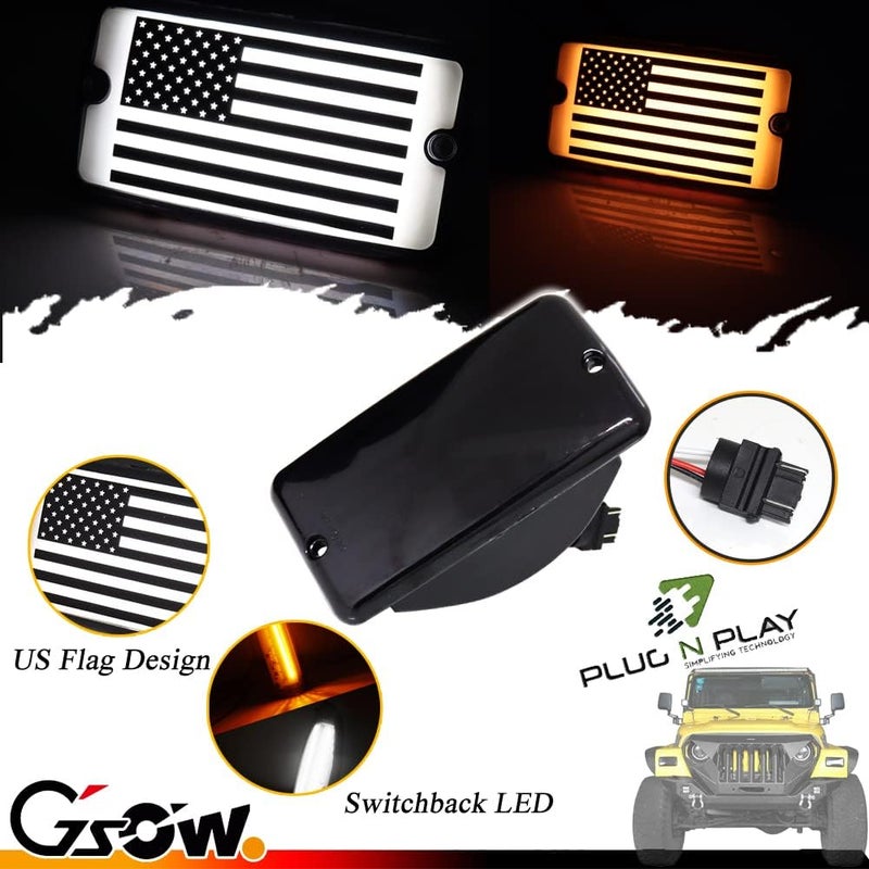 GSOWO 2 IN 1 Front Corner Turn Signal Parking Lights for 1997-2006 J-e-e-p Wrangler TJ, Smoked Lens Daytime Running Lamp, 55155629AC, 55155628AC - Image 4